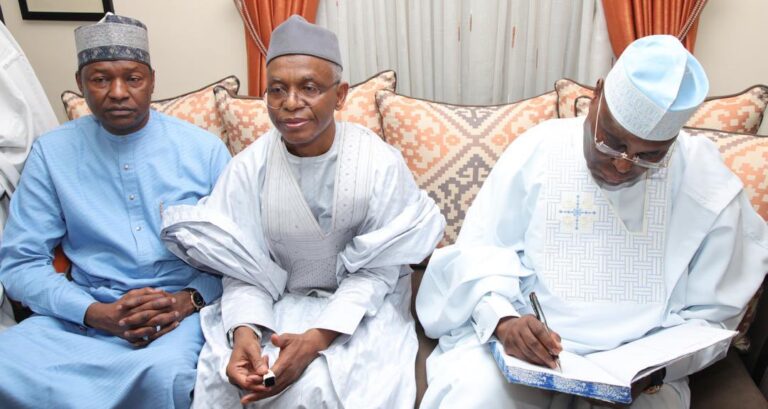 Former AGF Malami and former VP Atiku with El-Rufai. X/@atiku