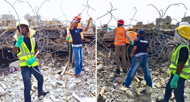 FEMD’s Search and Rescue Team reported that 17 workers were on the upper floor of the building when it gave way.