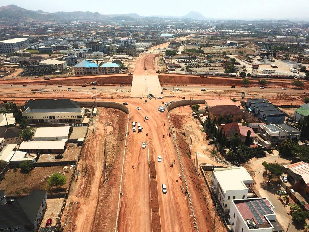 An aerial view of ongoing construction of the N16 dual carriageway linking Jahi and Gwarimpa on Wednesday