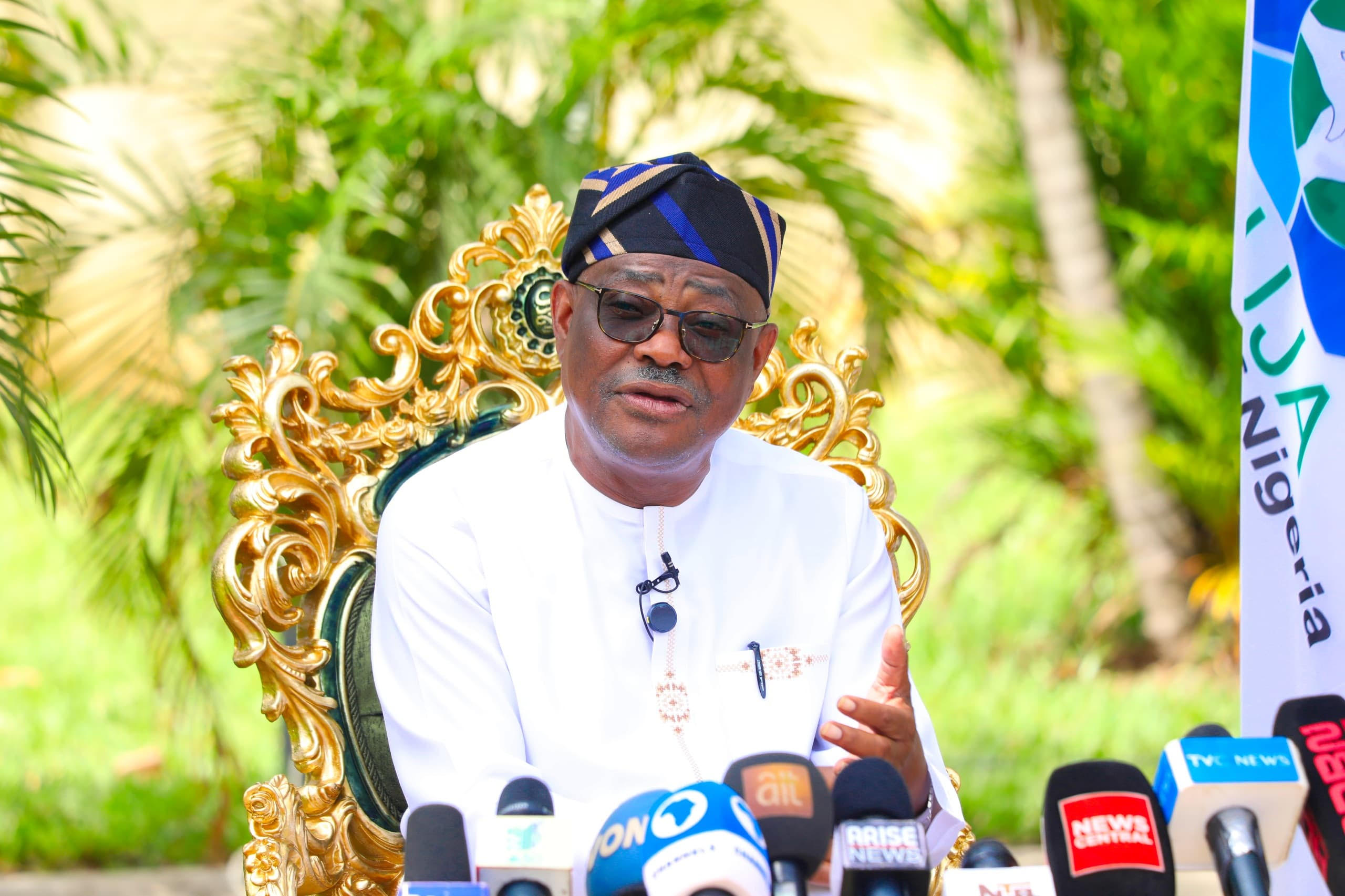 FCT Minister Barr Nyesom Wike fielding questions from journalists during a Media Parley on Friday