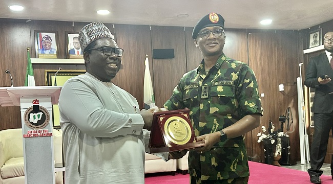 INEC Chairman Amupitan and NYSC DG Brigadier General Olakunle Nafiu