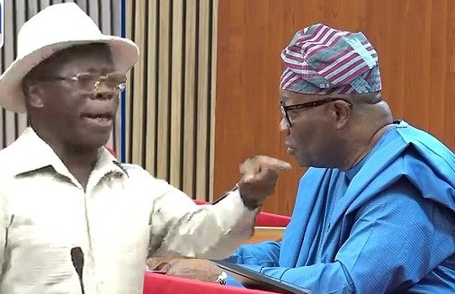 Heated Exchange Between Oshiomhole, Akpabio Disrupts Senate Plenary For 15 Minutes
