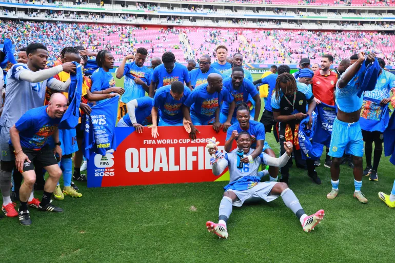 DR Congo players celebrate qualifying for World Cup 2026 [Eloisa Sanchez/Reuters]