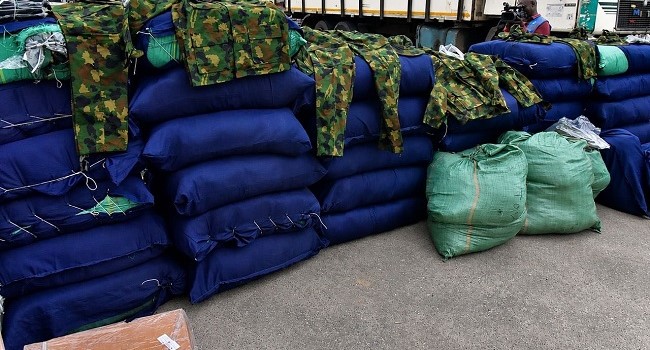 The intercepted military camouflage. X/@LagosPoliceNG
