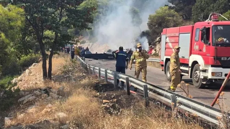Firefighters and forensic experts were later seen working at the crash site