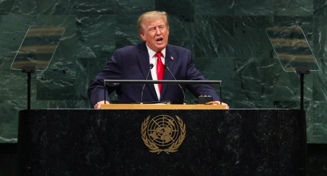 US President Donald Trump addresses the 81st United Nations General Assembly at the United Nations Headquarters in New York, on September 22, 2026. (Photo by TIMOTHY A. CLARY / AFP)